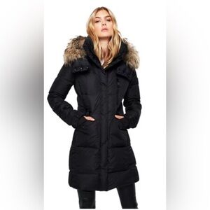 SAM NYC puffer coat with fur hood black size XS Women's Black Fur-Trimmed Parka,